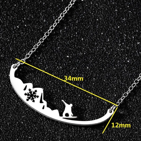 Collar Con Colgante De Acero Inoxidable Hueco Esquí Esquiador Copo De Nieve Montaña Cadena De Clavícula Joyas Deportivas De Invierno Para Mujer