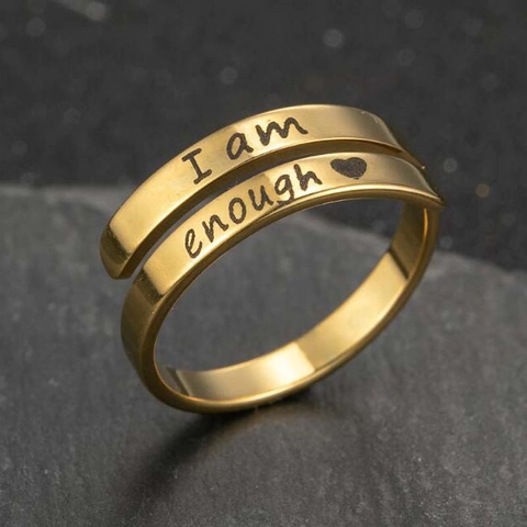 Anello Avvolgente Inciso Ispiratore In Acciaio Inossidabile Gioiello Regolabile Regalo Donne Uomini
