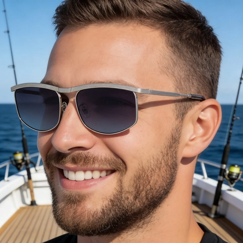 Men Square Sunglasses Metal Frame TAC Lens UV400 Protection Double Bridge Driving Outdoor Fashion Shades Eyewear