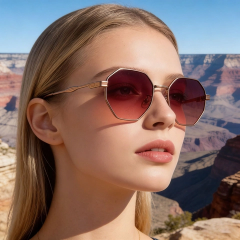 Octagon Polygon Sunglasses Retro Metal Frame UV400 Gradient Lens Fashion Driving Eyewear Unisex