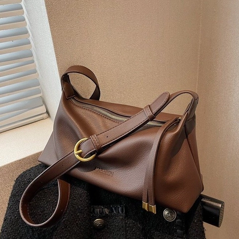 Bolso De Hombro Para Mujer Minimalista Cuero PU Gran Capacidad Bolso Hobo Con Correa Ajustable Bolso De Color Sólido