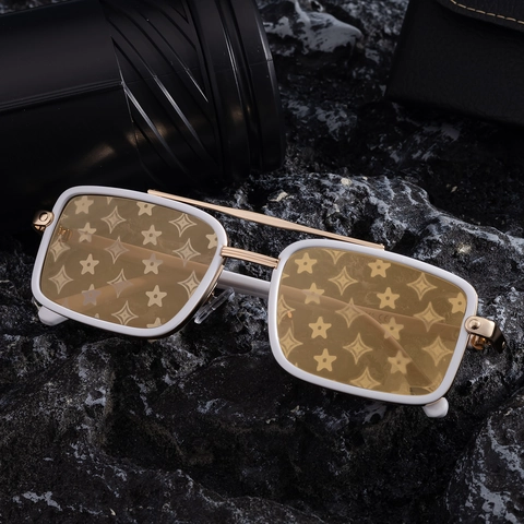 Gafas De Sol Polarizadas Cuadradas Retro Hombre Mujer Doble Puente Montura De Metal Protección UV400 Conducir Exterior