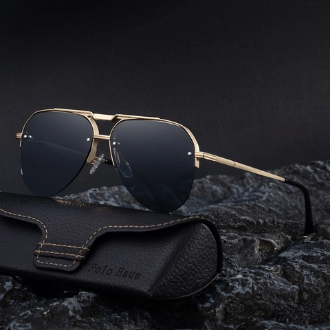Klassieke Aviator Zonnebril Voor Heren Metalen Frame UV400 Bescherming Piloot Zonnebril Half Frame Mode Buiten Rijden Brillen