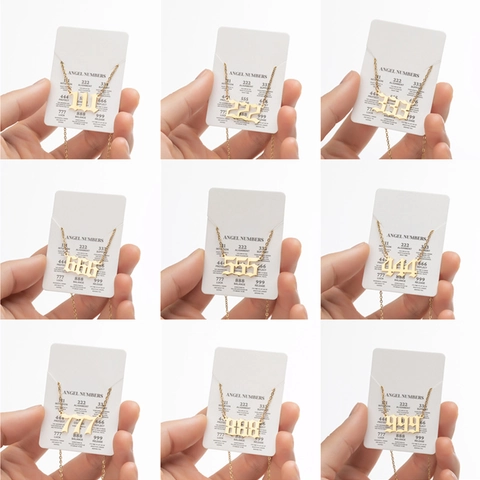 Engel Nummer Anhänger Halskette Edelstahl Gothik Minimalistischer Numerologie Schmuck Für Frauen Mit Bedeutungskarte