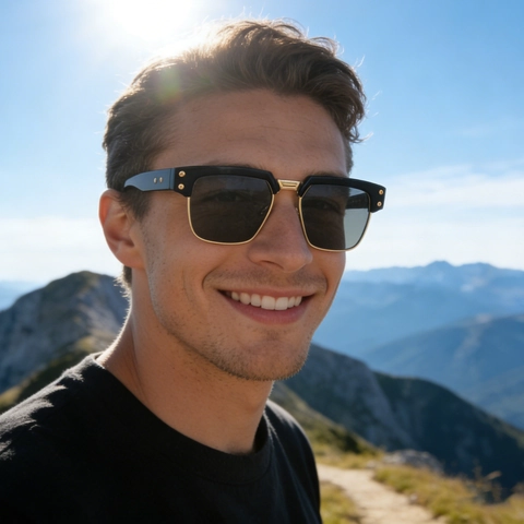 Gafas De Sol Cuadradas Retro Hombre Media Montura PC Y Metal Protección UV400 Clásica Moda Aire Libre Conducir