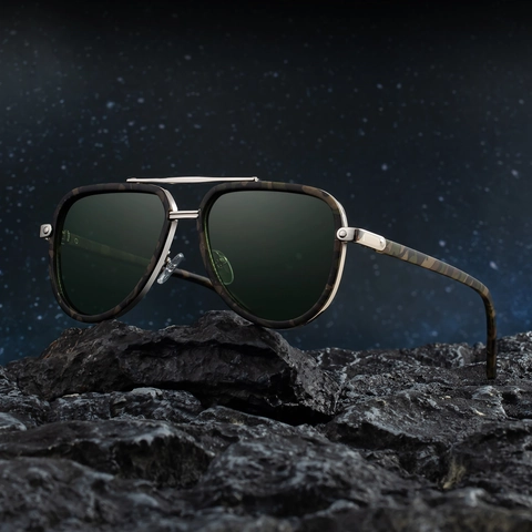 Occhiali Da Sole Aviator Per Uomo TAC Polarizzati Protezione UV400 Doppio Ponte Retro Montatura Metallo Per Guida