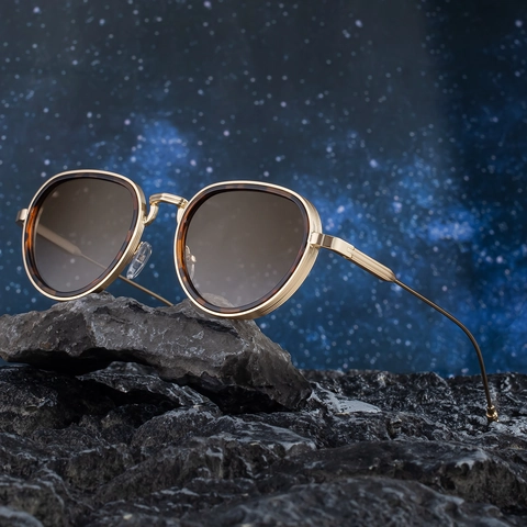 Metal Oval Sunglasses Men Women Vintage UV400 Protection Outdoor Driving Fashion Eyewear Trendy Full Frame Sun Glasses