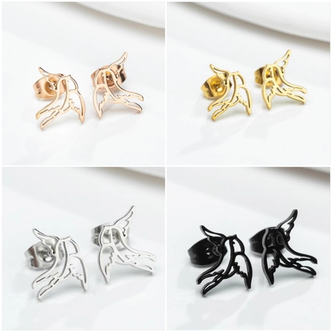 Edelstahl Ohrstecker Hohle Schwalbe Vogel Form Minimalistische Ausschnitt Design Trendiger Schmuck Für Frauen
