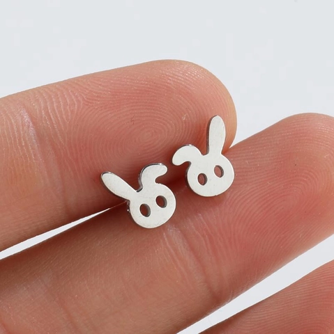 Pendientes De Botón Con Cabeza De Conejo Acero Inoxidable Joyería De Animales Lindos Para Mujeres Niñas Uso Diario