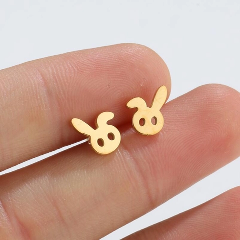 Pendientes De Botón Con Cabeza De Conejo Acero Inoxidable Joyería De Animales Lindos Para Mujeres Niñas Uso Diario