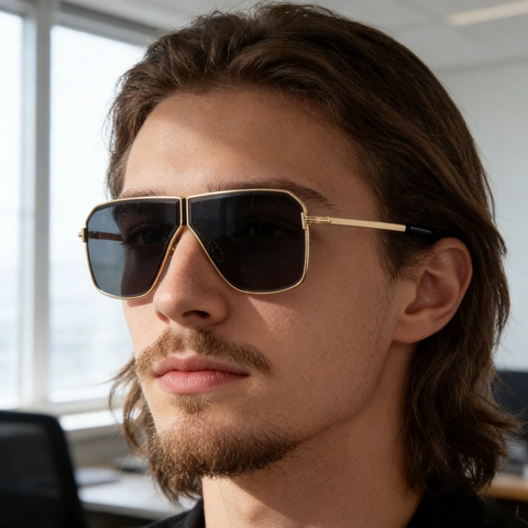 Retro Square Sunglasses Metal Frame PC Lens UV400 Protection Fashion Eyewear For Men And Women Driving Travel