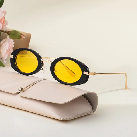 Lunettes De Soleil Ovales Pour Femmes Rétro Mode Monture PC Et Branches En Métal Protection UV Tendance