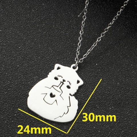Collana Con Ciondolo A Forma Di Gatto Dei Cartoni Animati Che Beve Latte In Acciaio Inossidabile Design A Cuore Cavo Per Donne