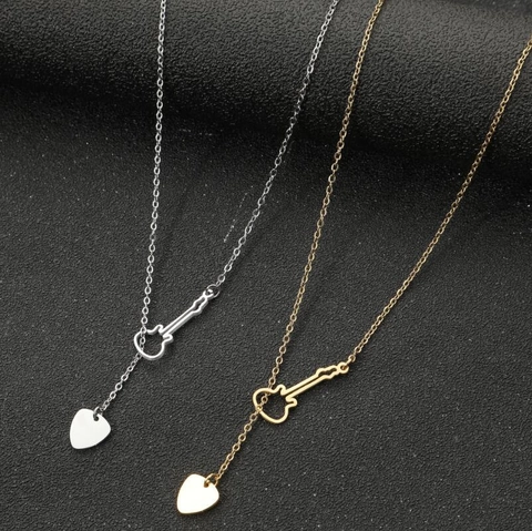 Collana Con Ciondolo A Forma Di Chitarra E Cuore In Acciaio Inossidabile Gioielli Di Lusso Tema Musica Donna