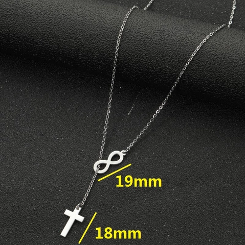 Collar Lariat De Cruz E Infinito Acero Inoxidable Joyería Elegante Minimalista Para Mujer Colgante De Fe Religiosa