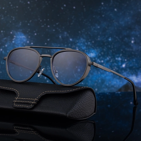 Retro Punk Round Double Bridge Sunglasses Metal Plastic Frame UV400 Protection Men Women Fashion Outdoor Eyewear