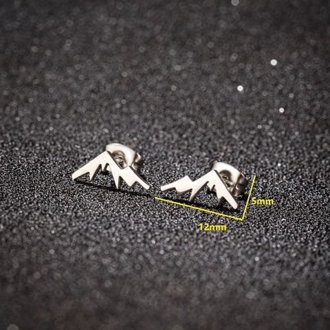 Minimalist Stainless Steel Mountain Peak Stud Earrings For Women Tiny Nature Inspired Geometric Hill Ear Jewelry Gift