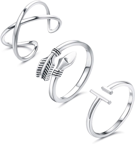 Adjustable Rings Geometric Arrow Cross Minimalist Stackable Vintage Jewelry For Women