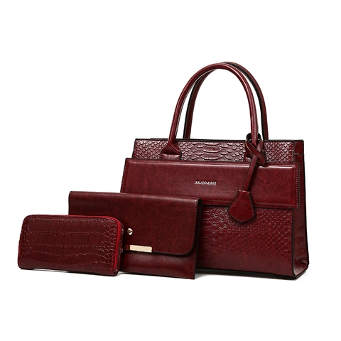 Women Handbags Clutch And Wallet PU Leather Crocodile Pattern Large Capacity Top Handle Retro Fashion Elegant Daily