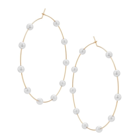 Orecchini A Cerchio Grandi Rame Placcato Oro Con Künstliche Perle Sintetiche Rotonde Gioielli Di Moda Minimalista Per Donne