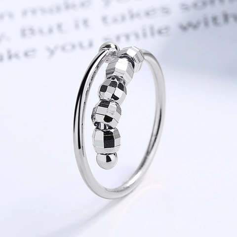 Anillo De Ansiedad Cobre Cuentas Giratorias Alivio Del Estrés Fidget Spinner Joyería Ajustable Para Mujeres
