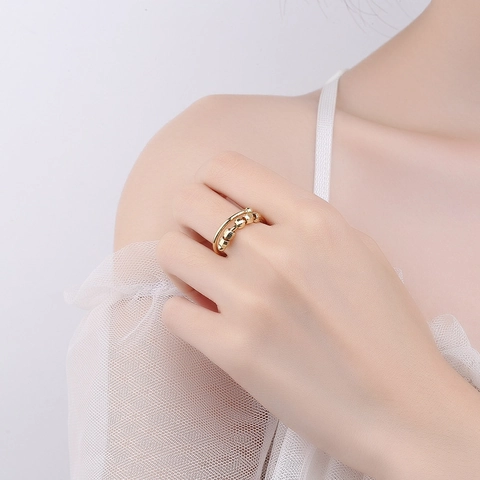Anillo De Ansiedad Cobre Cuentas Giratorias Alivio Del Estrés Fidget Spinner Joyería Ajustable Para Mujeres