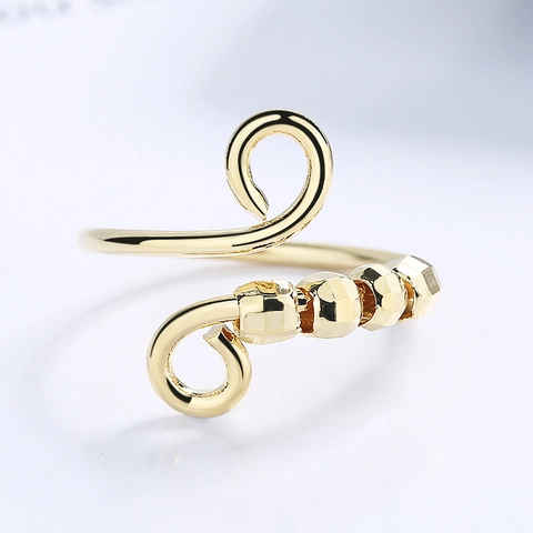 Χάλκινο Δαχτυλίδι Άγχους Spinner Fidget Rings Για Ανακούφιση Από Το Στρες Ρυθμιζόμενη Ανοιχτή Σπείρα Κοσμήματα Με Χάντρες