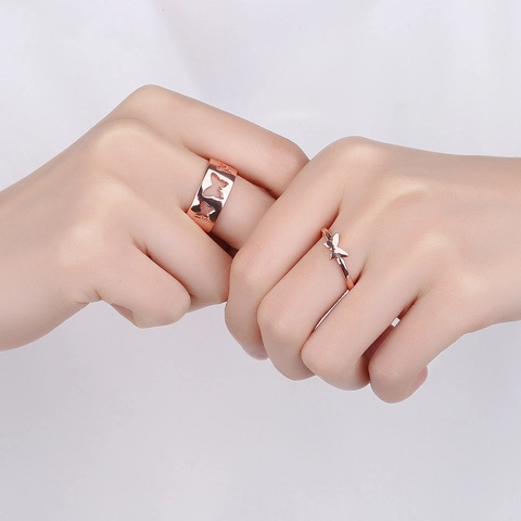 Hollow Butterfly Matching Rings Copper Adjustable Open Finger Jewelry Fashion For Couple Men Women