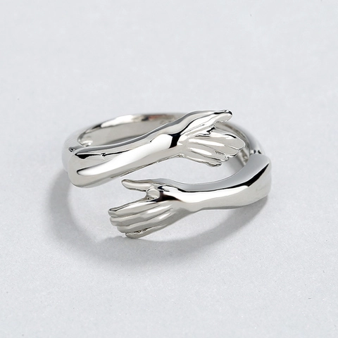 Umarmende Hände Ring Offen Verstellbar Poliertes Kupfer Kreativer Romantischer Schmuck Geschenk