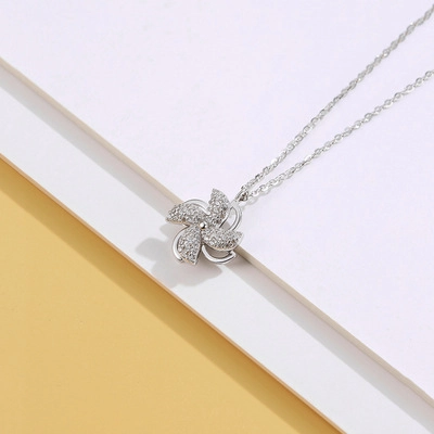 Rotierbare Windmühle Anhänger Halskette Kupfer Zirkonia 360 Grad Drehend Fidget Schmuck Einfache Schlüsselbeinkette Für Damen