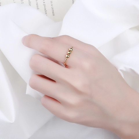 Fidget Ringe Für Angstzustände Damen Kupfer Gedrehtes Band Rotierende Perlen Verstellbare Offene Modeschmuck Minimalistisch