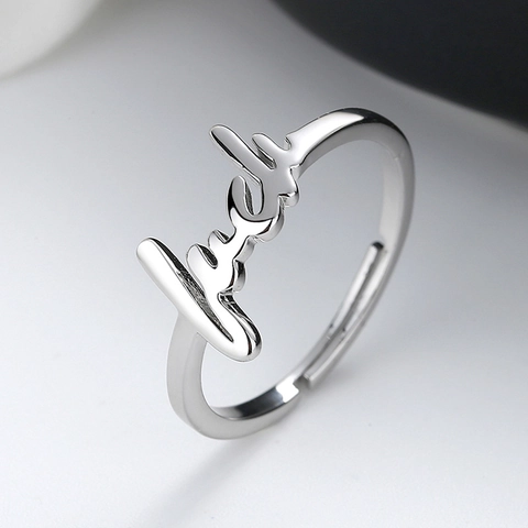 Luck Buchstaben Ring Minimalistisches Kupfer Plattiert Verstellbar Offen Mode Schmuck Für Frauen