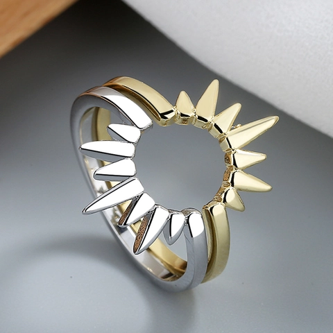 Sonnenstrahl Ring Kupfer Geometrisch Sonnenlicht Spitze Stapelbar Sternenregen Mode Fingerschmuck Damen