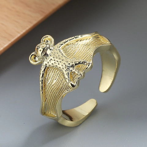 Bat Wings Adjustable Open Rings Copper Gothic Punk Style Halloween Jewelry For Men Women Vintage Animal Design
