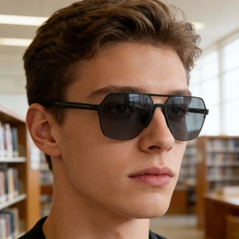 Gafas De Sol Polarizadas Para Hombre Cuadradas Montura Metálica Doble Puente Protección UV400 Exterior Conducción Moda