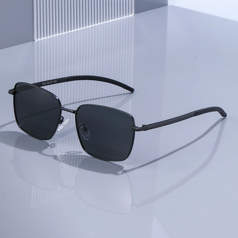 Gafas de Sol Polarizadas Cuadradas para Hombre Montura de Metal Protección UV400 Conducción al Aire Libre Gafas de Moda