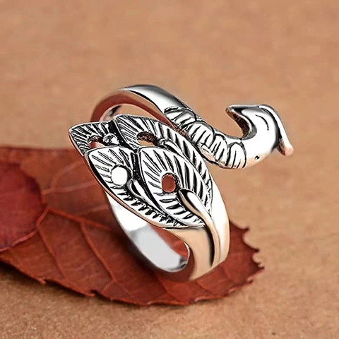 Vintage Pauw Karper Dier Verstelbare Open Koperen Ring Breien Haken Garengeleider Vingerbeschermer Vingerhoed Sieraden