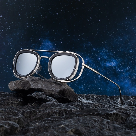 Occhiali Da Sole Ovali Steampunk Retrò Montatura In Metallo A Doppio Ponte Protezione UV400 Moda Per Uomini Donne Guida