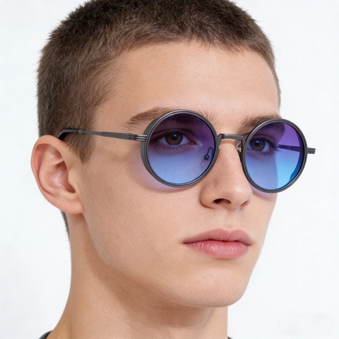 Occhiali Da Sole Rotondi Retro Montatura In Metallo Protezione UV400 Moda Vintage Per Uomini Donne