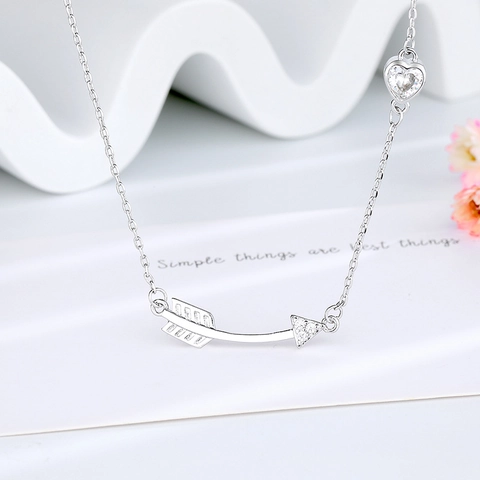 Herz Pfeil Anhänger Halskette Kupfer Mit Zirkon Cupido Pfeil Minimalistische Schlüsselbein Kette Eleganter Schmuck Für Damen
