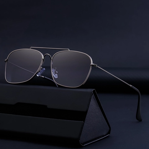 Square Sunglasses For Men Metal TR Frame UV400 Protection Double Bridge Aviator Style Driving Fashion Shades