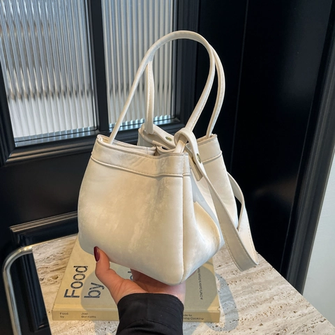 Damen PU Leder Eimertasche Metallic Crack Textur Umhängetasche Handtasche Mit Breitem Schultergurt Minimalistisch Street Trendy