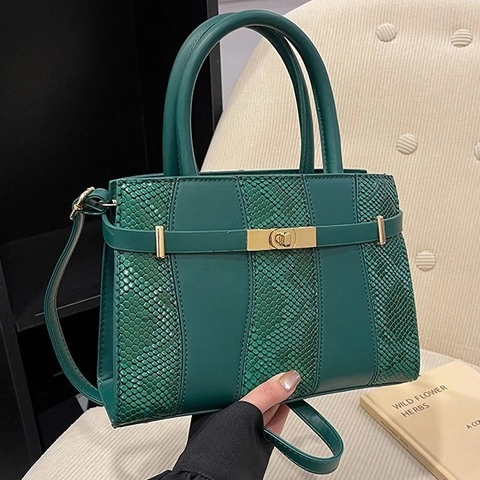 Handtas Dames Crossbodytas PU Leer Slangenpatroon Color Block Handvat Metalen Slot Modieuze Veelzijdige Tas