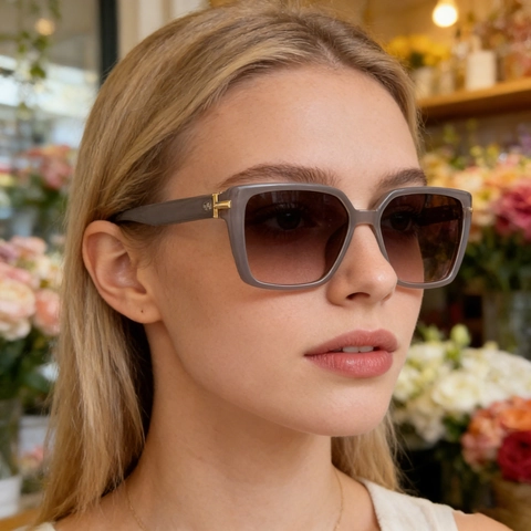 Fashion Square Sunglasses For Women Oversized PC Frame UV400 Protection Gradient Lens Vintage Metal Hinge Street Wear