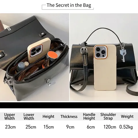 Borsa A Mano Donna Retro PU Pelle Tracolla Spalla Con Portachiavi Hardware Argentato Elegante Piccola
