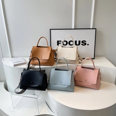 Minimalist PU Leather Handbag For Women With Geometric Woven Wide Shoulder Strap Retro Flap Square Shoulder Bag