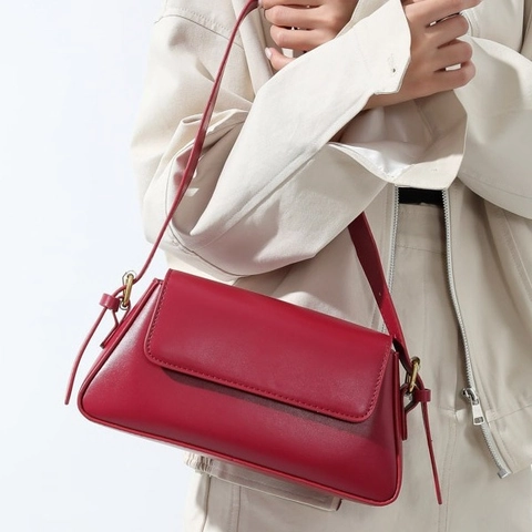 Borsa Da Spalla Minimalista In Pelle PU Borsa Sottobraccio Vintage Colore Solido Patta Baguette Borsa A Mano Per Donna