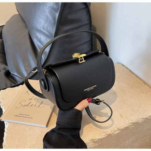 Elegante Borsa A Tracolla In Pelle PU Da Donna Con Chiusura A Conchiglia Dorata Manico Fisso E Tracolla Regolabile