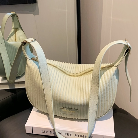 Bolso De Hombro Plisado Para Mujer Media Luna Hobo Satchel Cuero PU Textura Arrugada Color Sólido Bolso De Mano Versátil