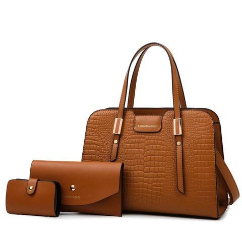 Women Elegant Crocodile Embossed PU Leather Shoulder Bag Tote Handbag Top Handle Crossbody Purse For Work Daily Use